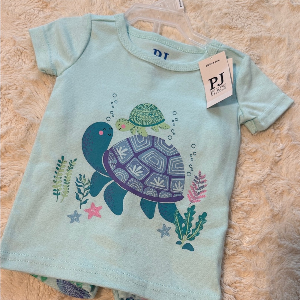 The Children's Place Aqua Turtle Pajama Set